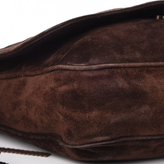 Suede CC Tassel Messenger Flap Bag Brown