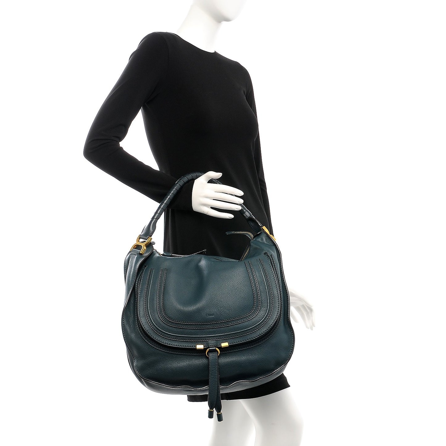 Calfskin Large Marcie Hobo Teal