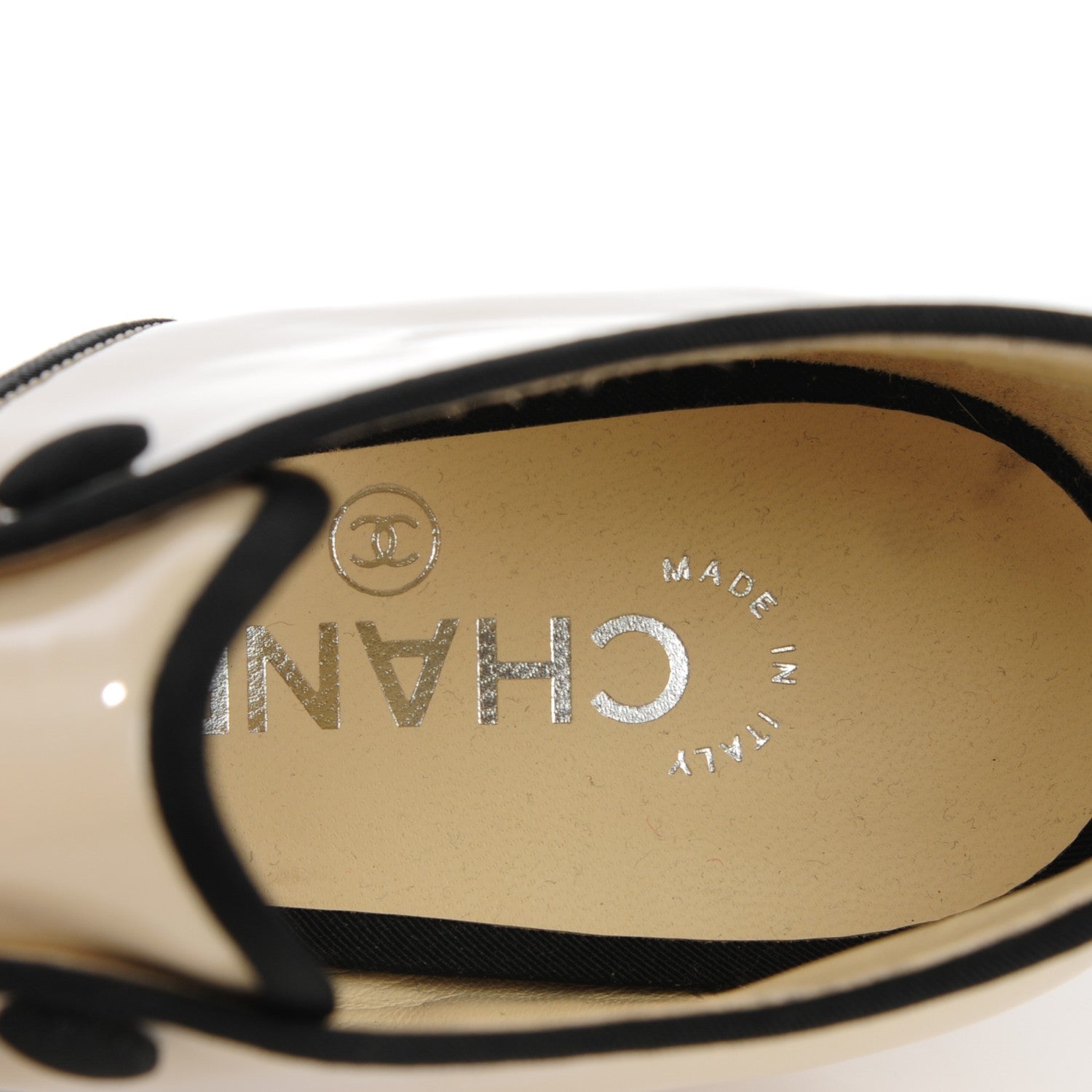 Chanel Patent CC Peep Toe Heels 39 Pearl 7 of 8