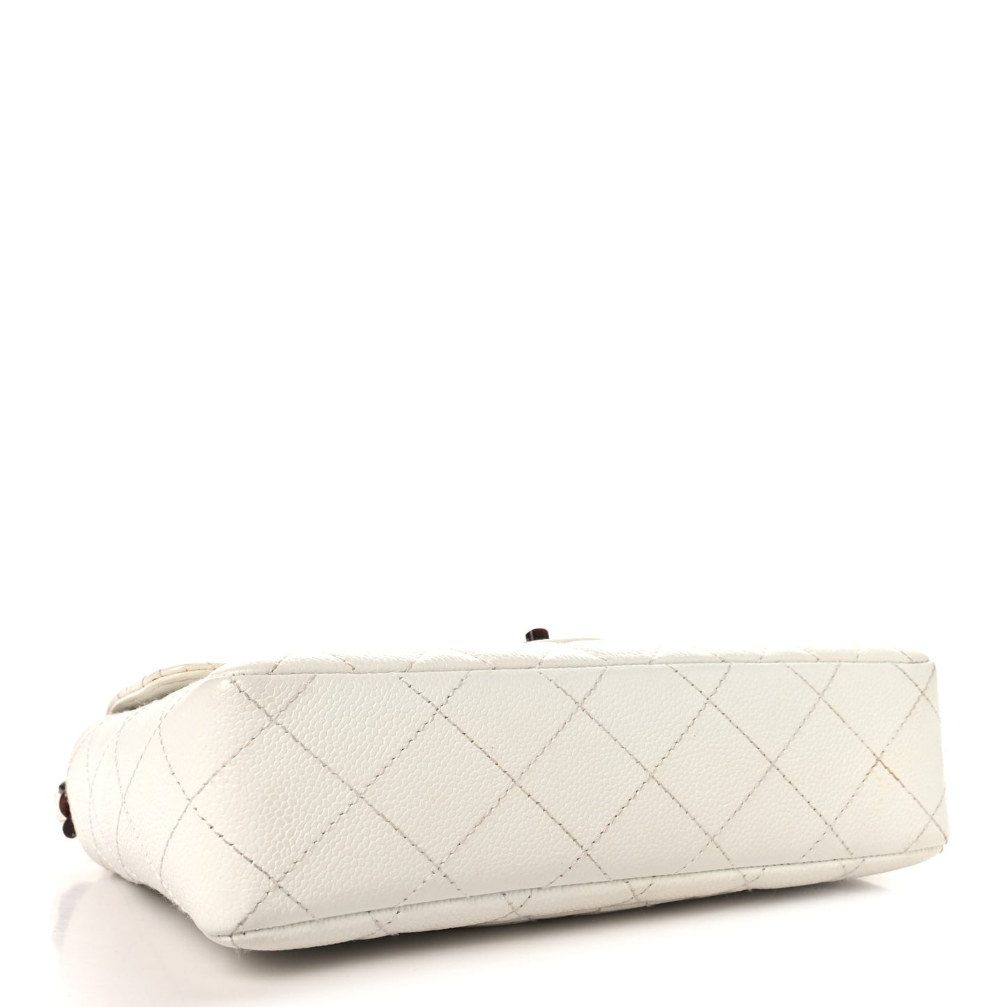 Caviar Quilted Tortoise Medium Single Flap White