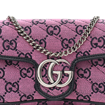Gucci Monogram Multicolor Matelasse Diagonal Super Mini GG Marmont Shoulder Bag Pink Blue 8 of 11