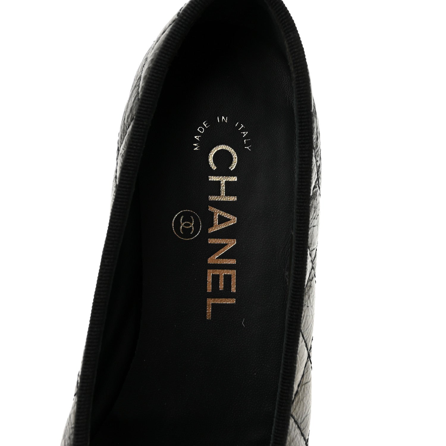 Chanel Metallic Aged Calfskin Quilted CC Cap Toe Ballerina Flats 36 Dark Silver 7 of 10