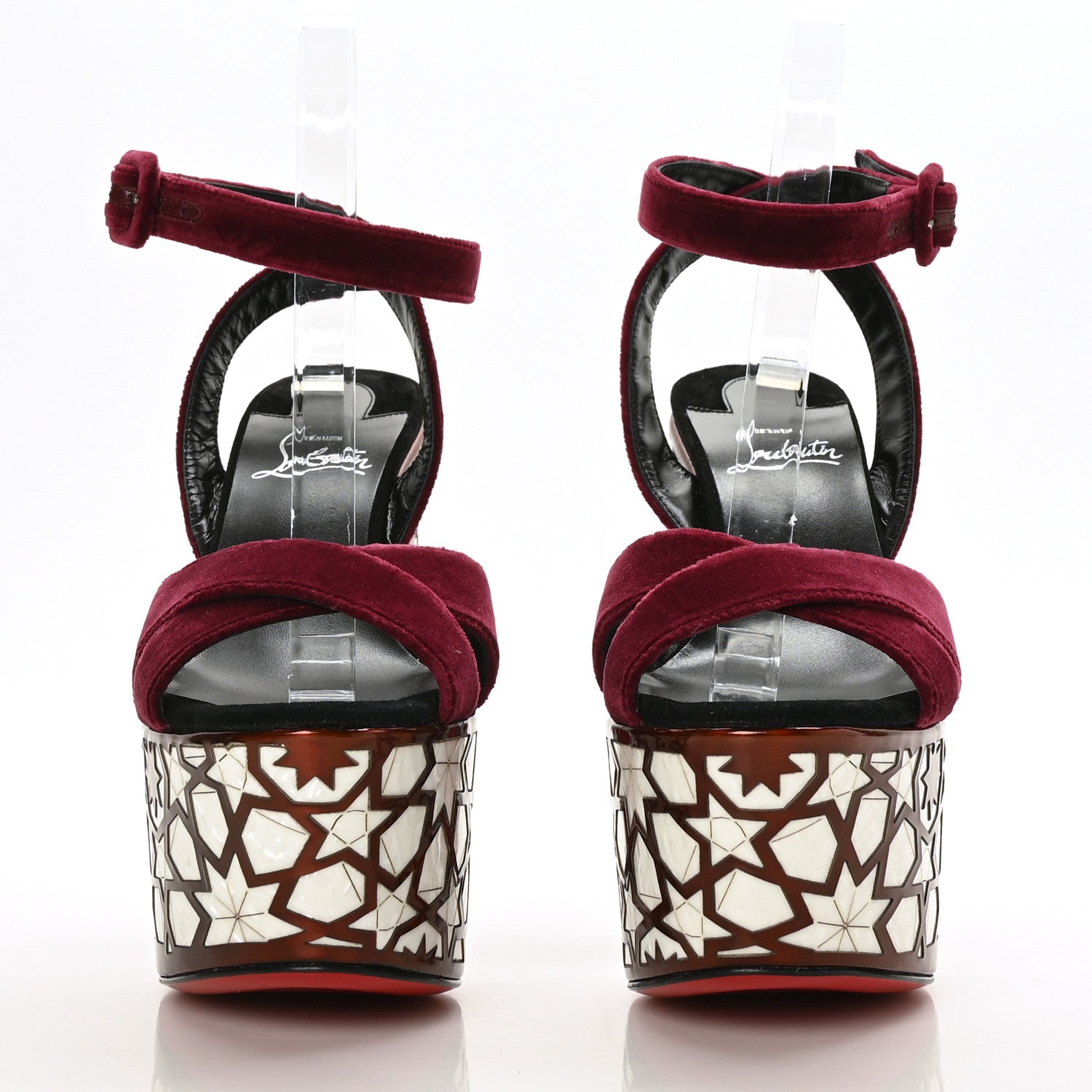 Christian Louboutin Velvet Super Yaz Pearl 160 Sandals 38.5 Galata Black 2 of 7