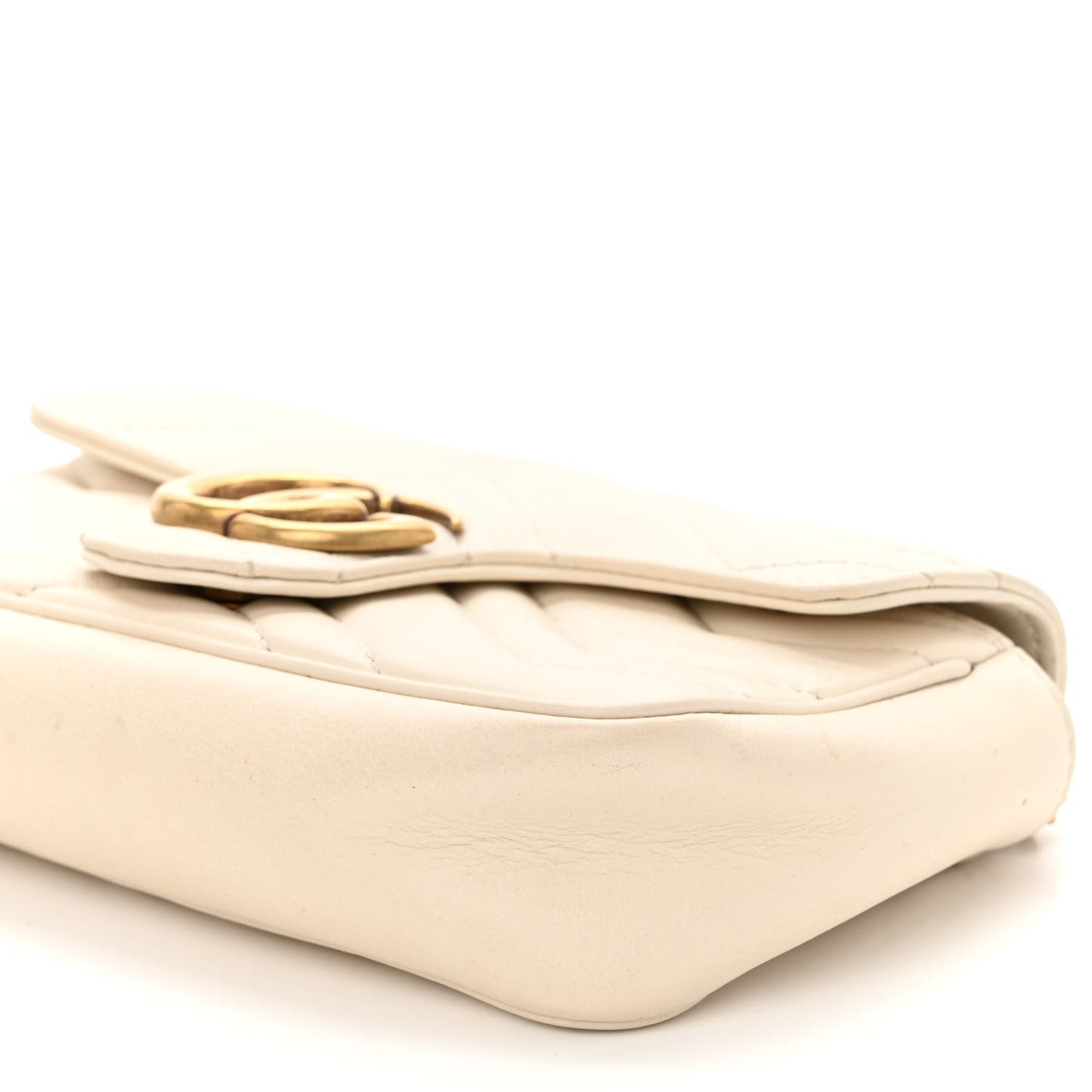 Calfskin Matelasse Super Mini GG Marmont Shoulder Bag White