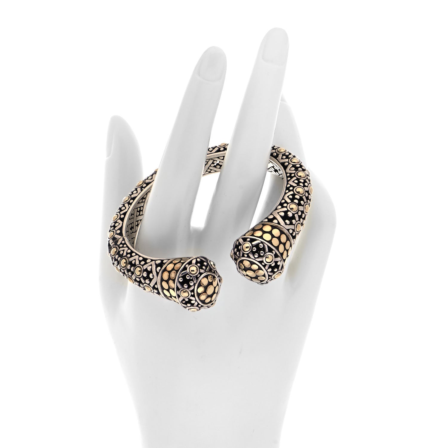 John Hardy Sterling Silver 18K Yellow Gold Jaisalmer Dot Cuff Bracelet 2 of 5