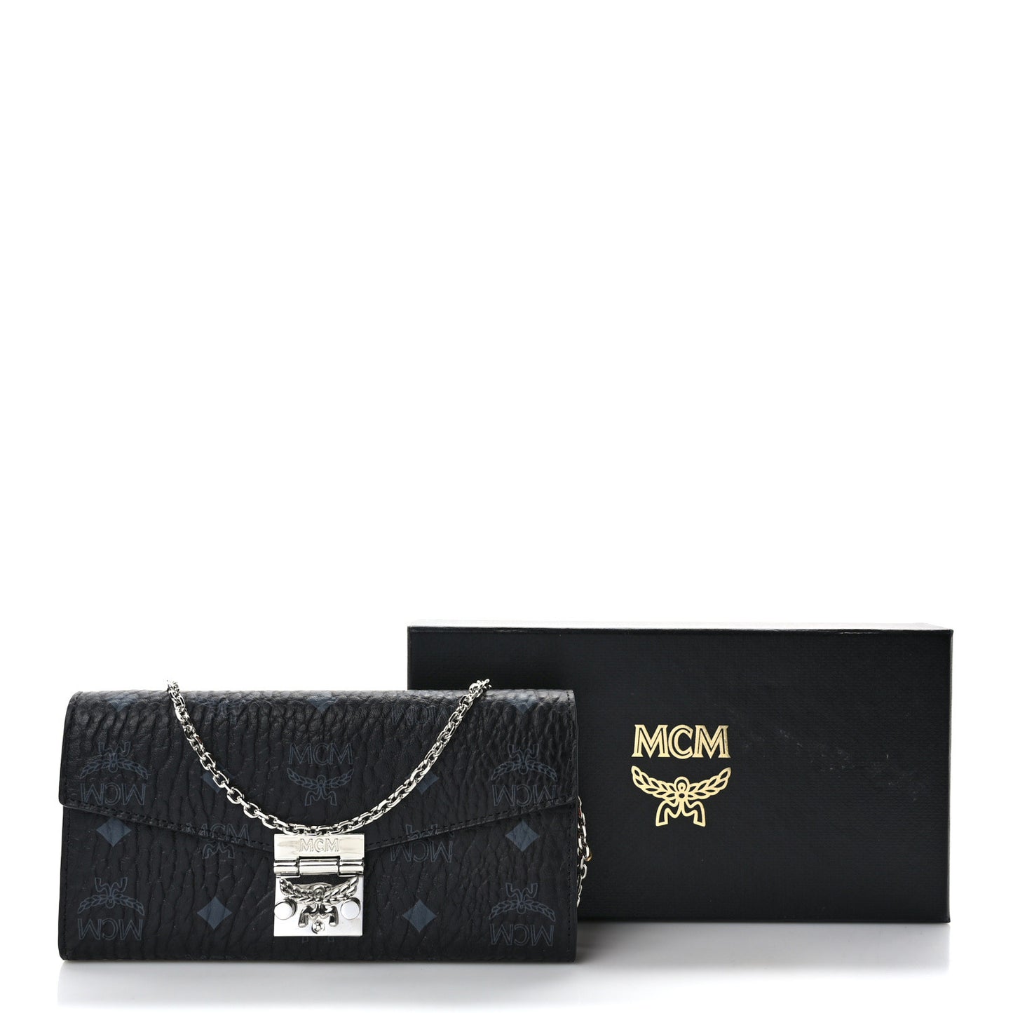 Visetos Large Patricia Wallet On Chain Black