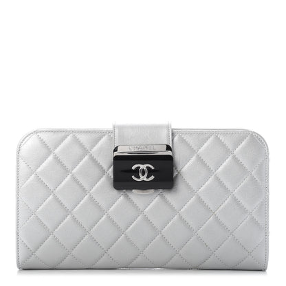 Chanel Metallic Sheepskin Quilted Beauty Lock Clutch Silver 1 of 12