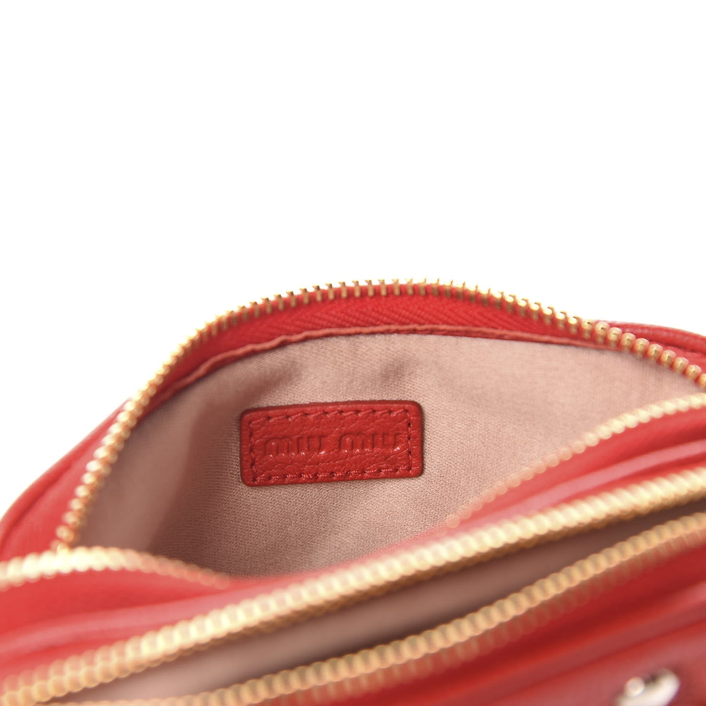 Goatskin Madras Crystal Studded Double Zip Wristlet Rosso