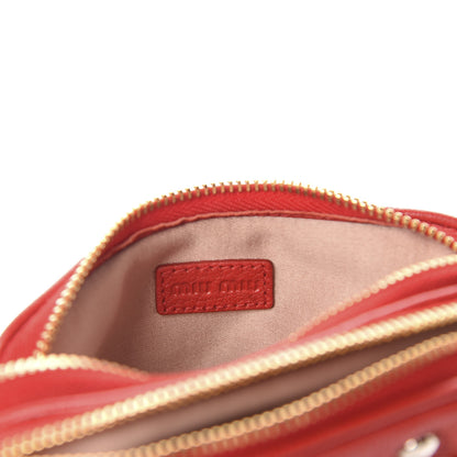 Miu Miu Goatskin Madras Crystal Studded Double Zip Wristlet Rosso 6 of 9