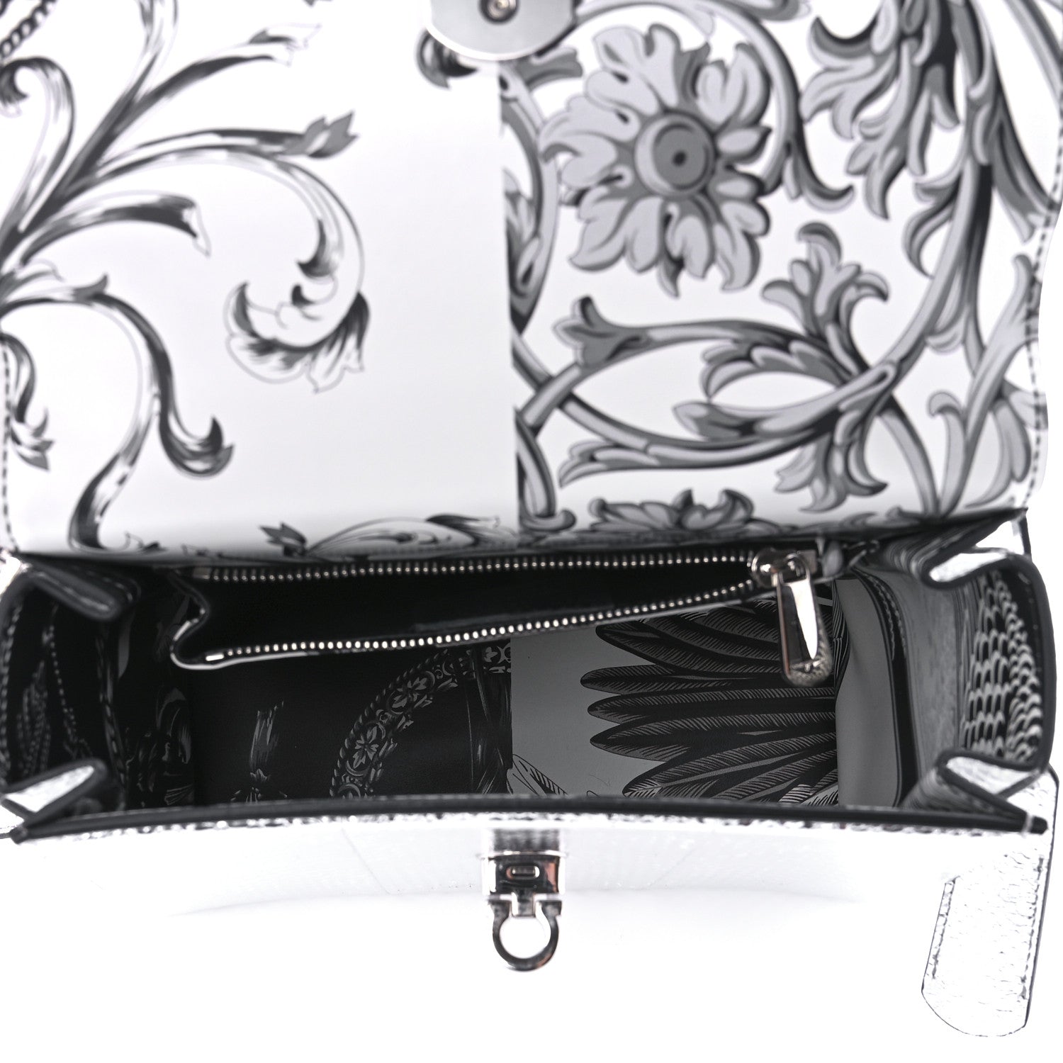 Salvatore Ferragamo Metallic Snakeskin Medium Boxyz Silver 4 of 8