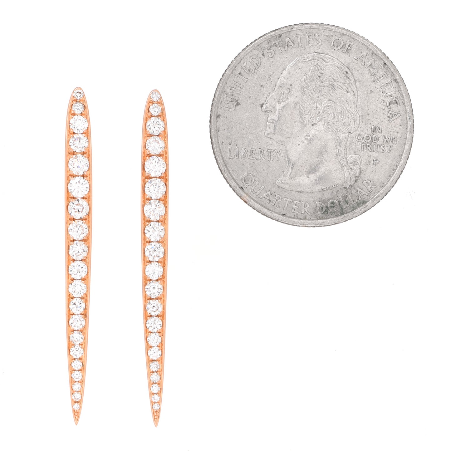 18K Rose Gold Diamond Spear Earrings