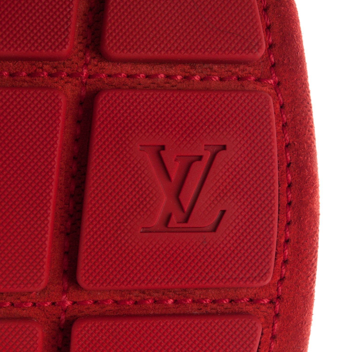 Louis Vuitton Suede Damier Shade Moccasin Loafers 8 Rouge 6 of 8