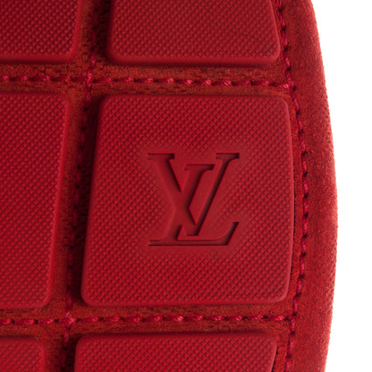 Louis Vuitton Suede Damier Shade Moccasin Loafers 8 Rouge 6 of 8