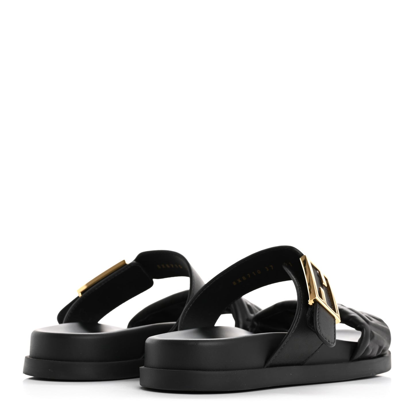 Nappa Embossed FF Fendi Feel Sandals 37 Black