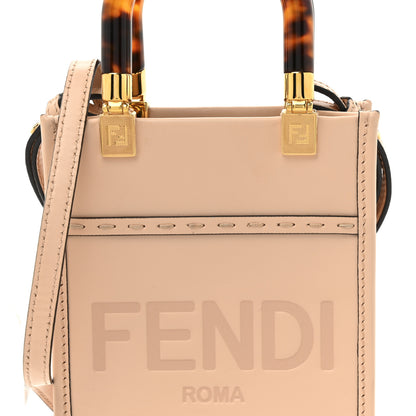 Fendi Vitello King Plexiglass Logo Embossed Mini Fendi Sunshine Shopper Tote Light Rose 8 of 14