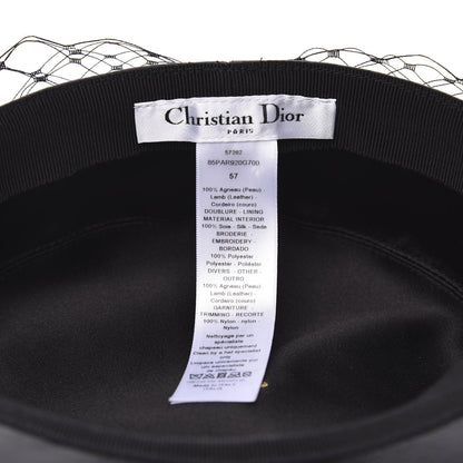 Christian Dior Lambskin Arty Cap with Veil 57 Black 5 of 7