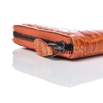 Bottega Veneta Shiny Crocodile Zip Around Wallet Orange 12 of 20