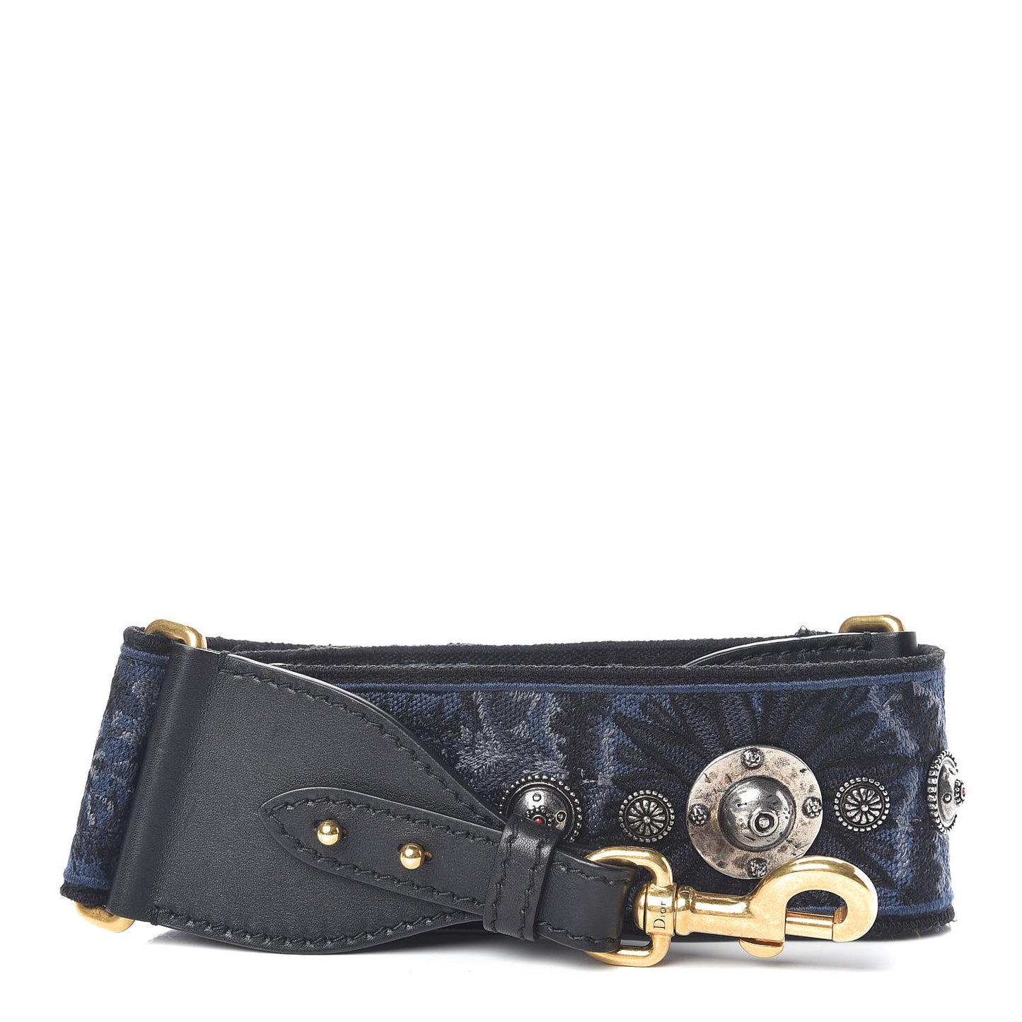 Canvas Embroidered Studded KaleiDiorscopic Adjustable Shoulder Strap Blue