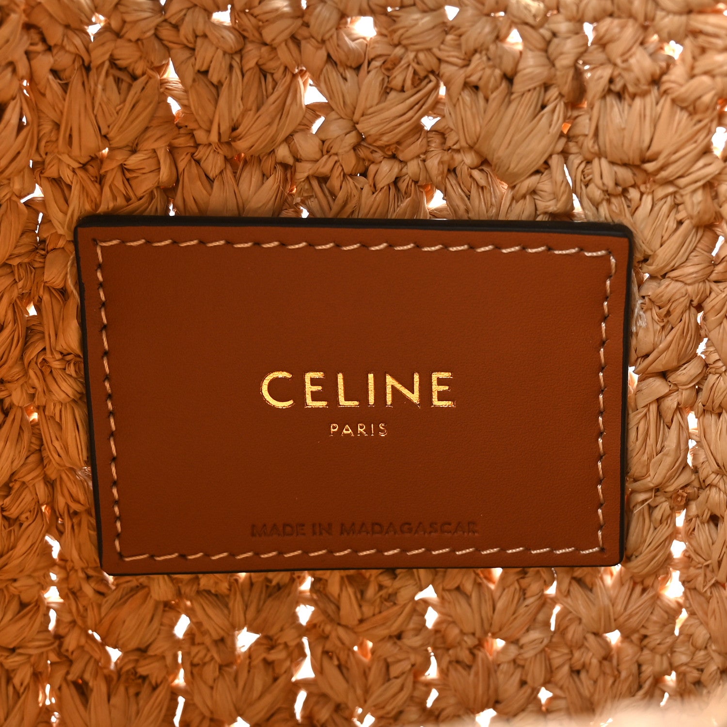 Celine Raffia Calfskin Triomphe Panier Hobo Bag Natural Tan 6 of 10