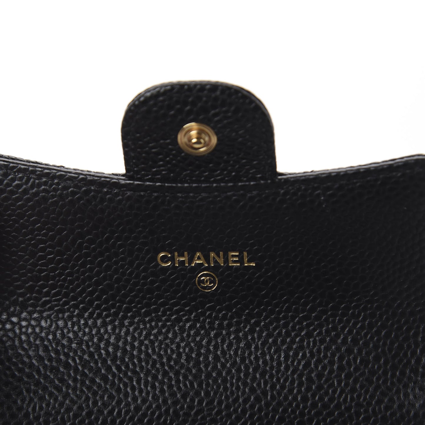 Caviar Quilted Flap Card Holder Wallet Black
