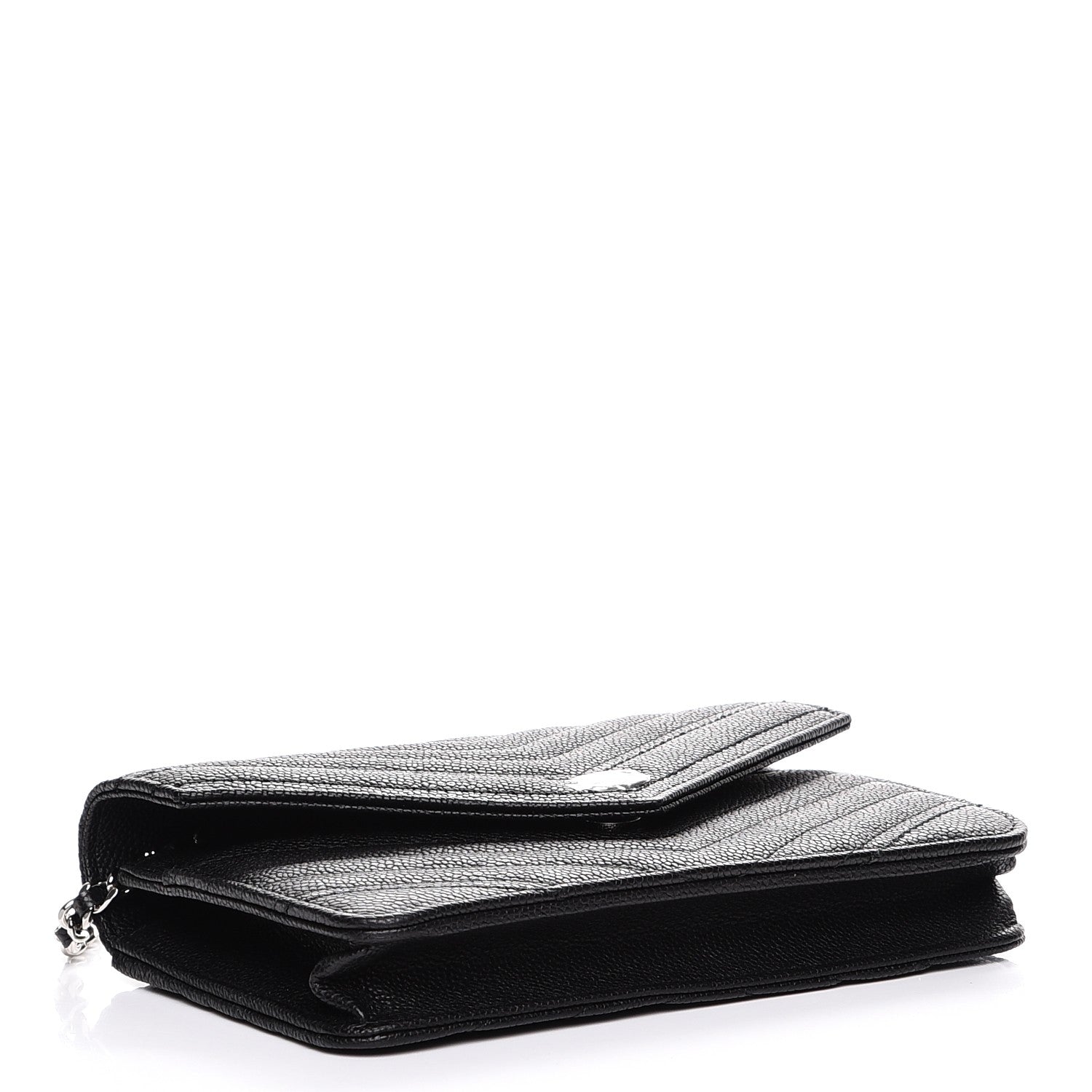 Chanel Caviar Chevron Quilted Wallet On Chain WOC Black 4 of 9
