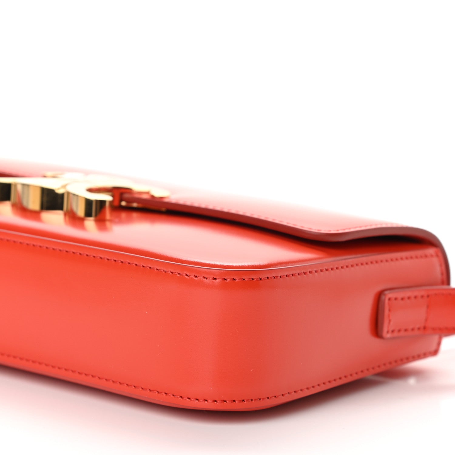 Celine Shiny Calfskin Triomphe Shoulder Bag Bright Red 11 of 11