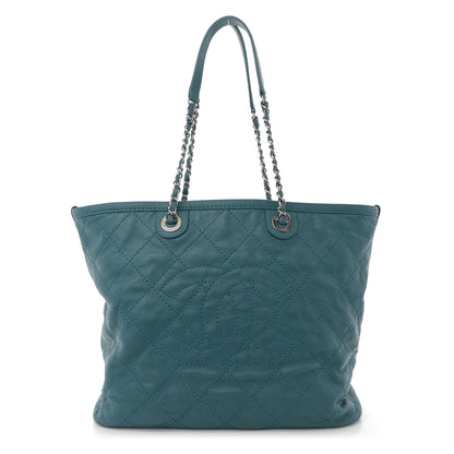 Chanel Grained Calfskin Quilted Small Daily Shopping Tote Turquoise 1 of 11