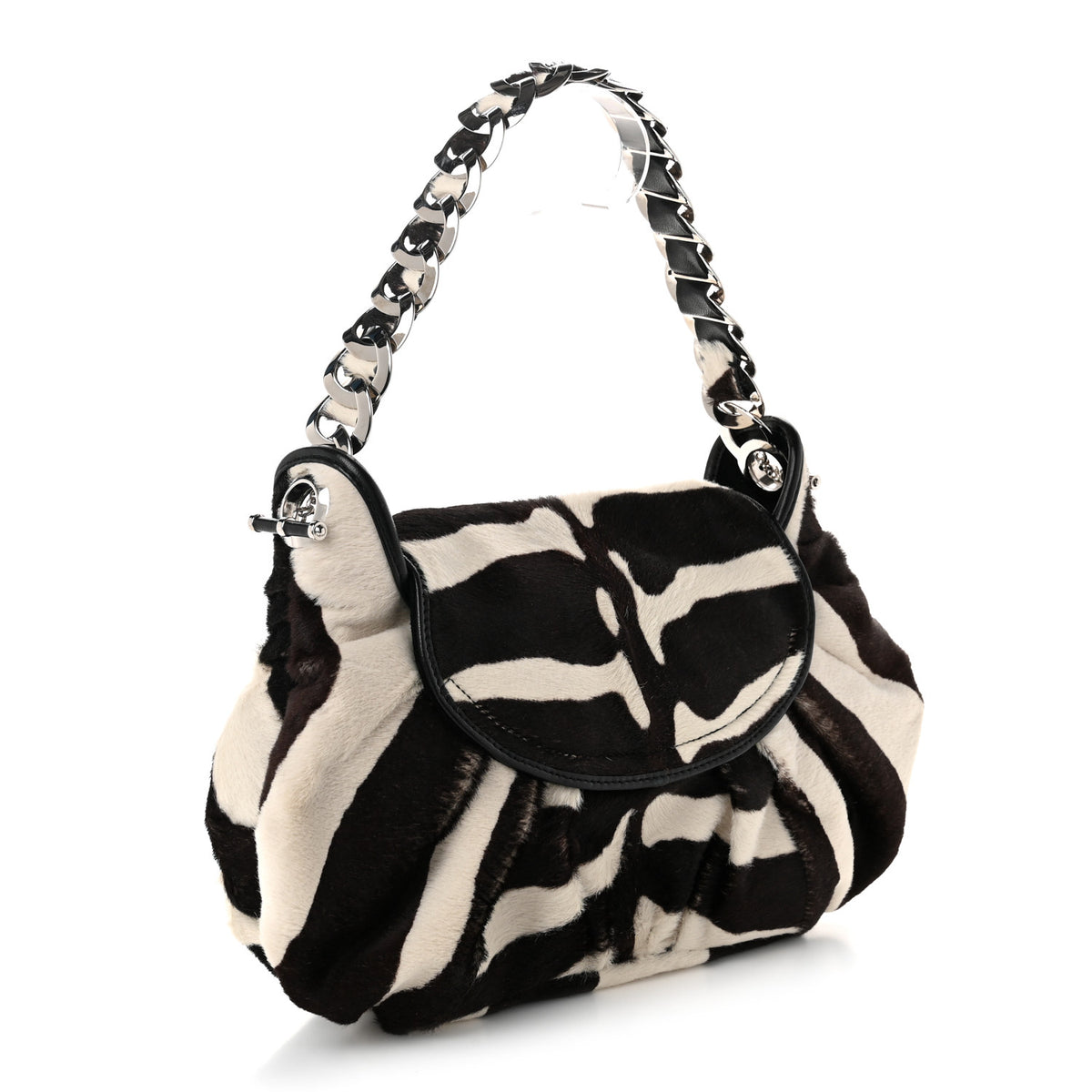 Pony Hair Zebra Print Jazzclub Shoulder Bag