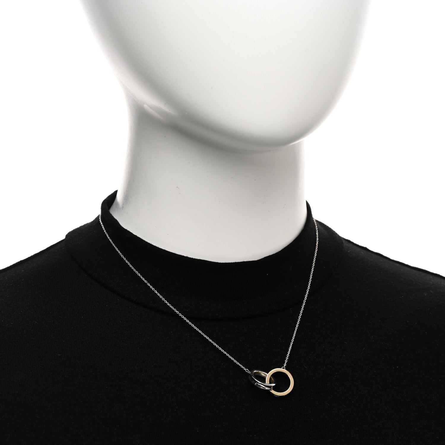 Tiffany Sterling Silver 18K Yellow Gold 1837 Interlocking Circles Pendant Necklace 2 of 4