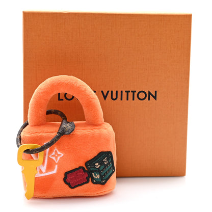 Louis Vuitton Faux Fur LV Lucky Lock Bag Charm Orange 4 of 4