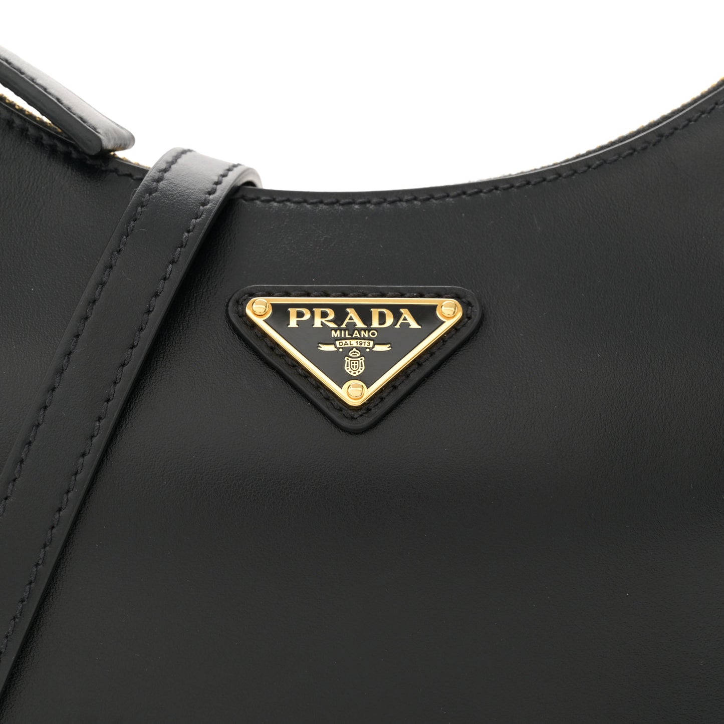 Soft Calfskin Arque Shoulder Bag Black