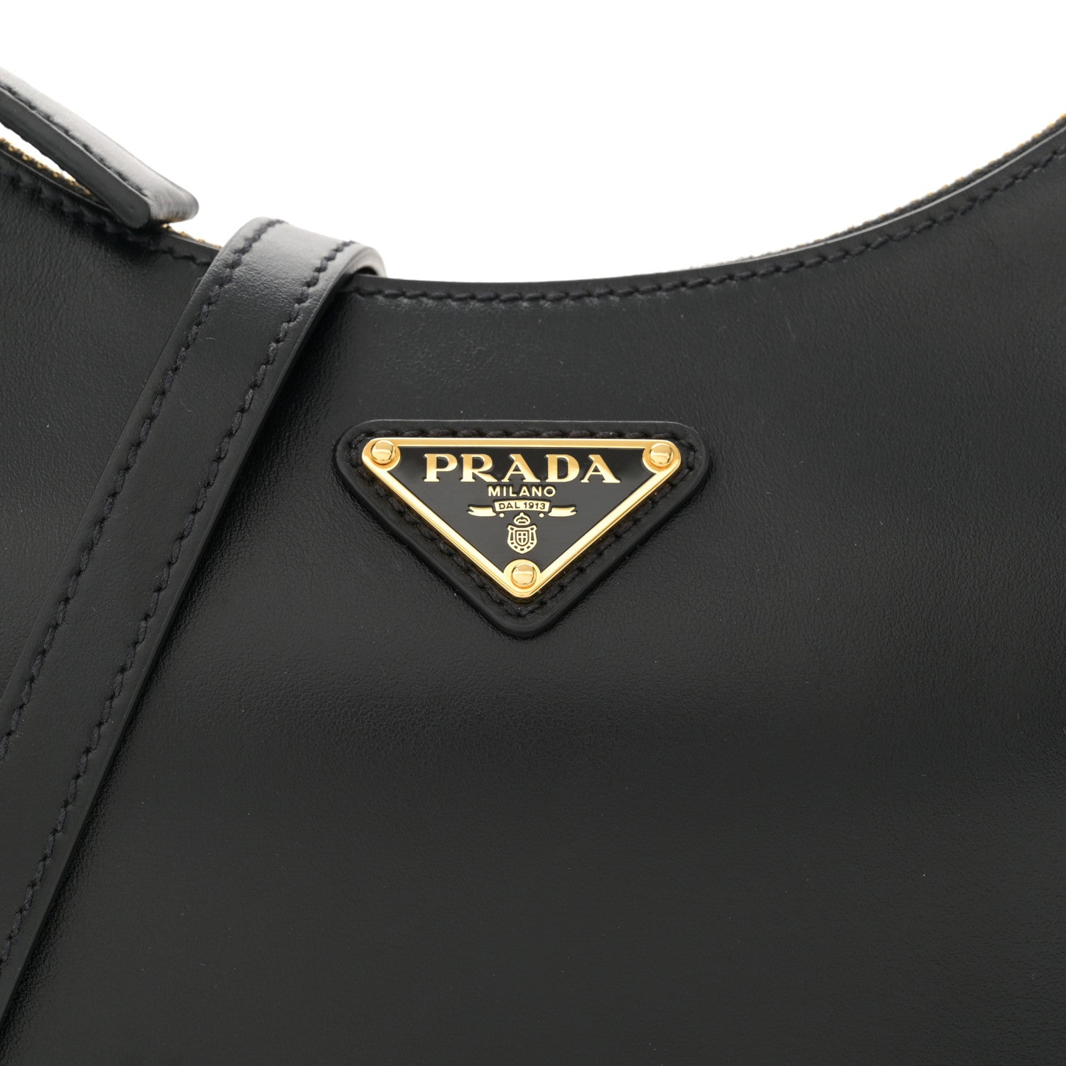 Prada Soft Calfskin Arque Shoulder Bag Black 7 of 9