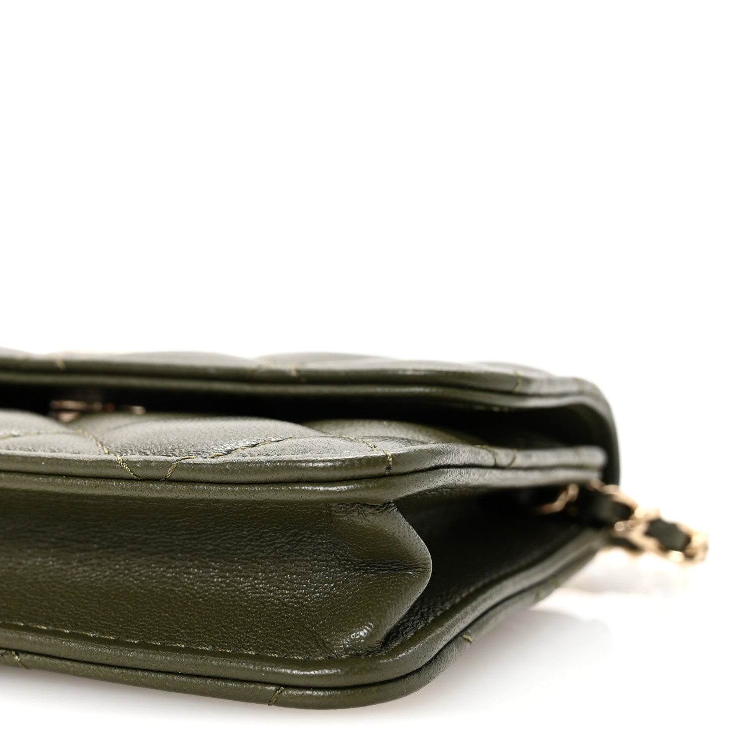 Chanel Lambskin Quilted Flap Chain Belt Bag Khaki 10 of 10
