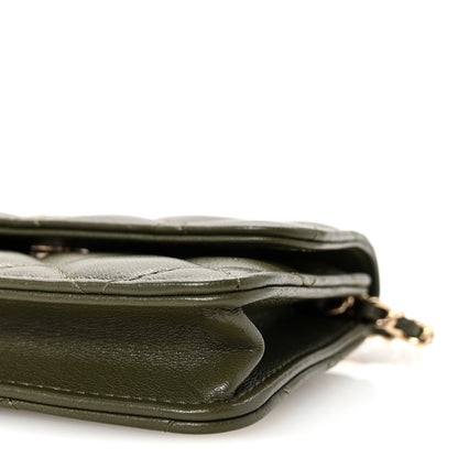 Chanel Lambskin Quilted Flap Chain Belt Bag Khaki 10 of 10