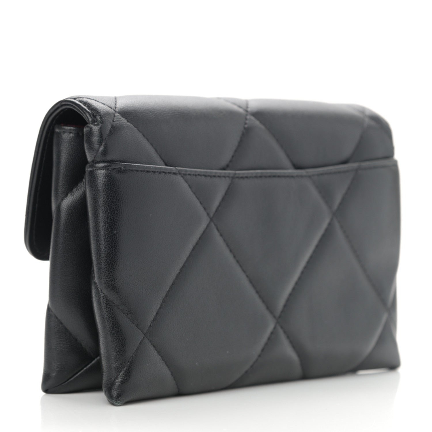Chanel Lambskin Quilted Chanel 19 Flap Clutch Black 3 of 9