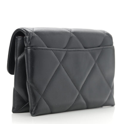 Chanel Lambskin Quilted Chanel 19 Flap Clutch Black 3 of 9