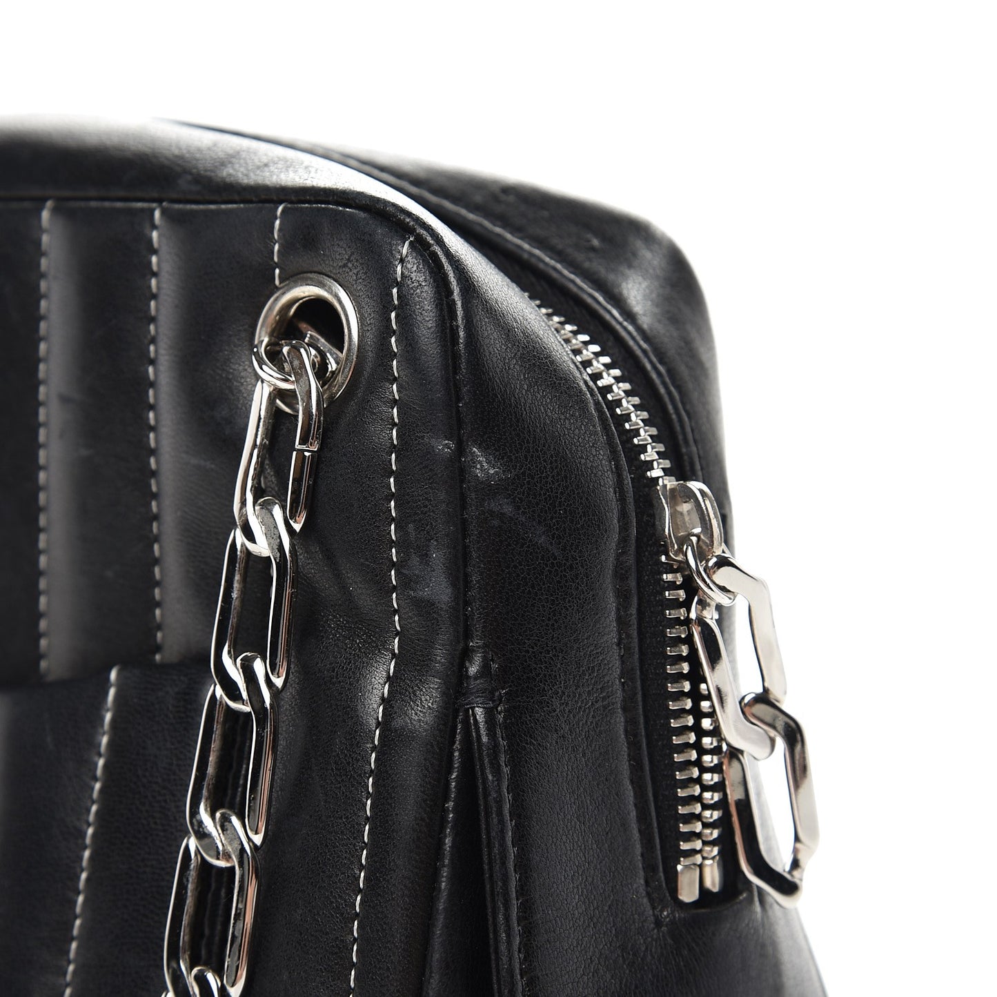 Lambskin Vertical Quilted Mademoiselle Small Camera Case Black