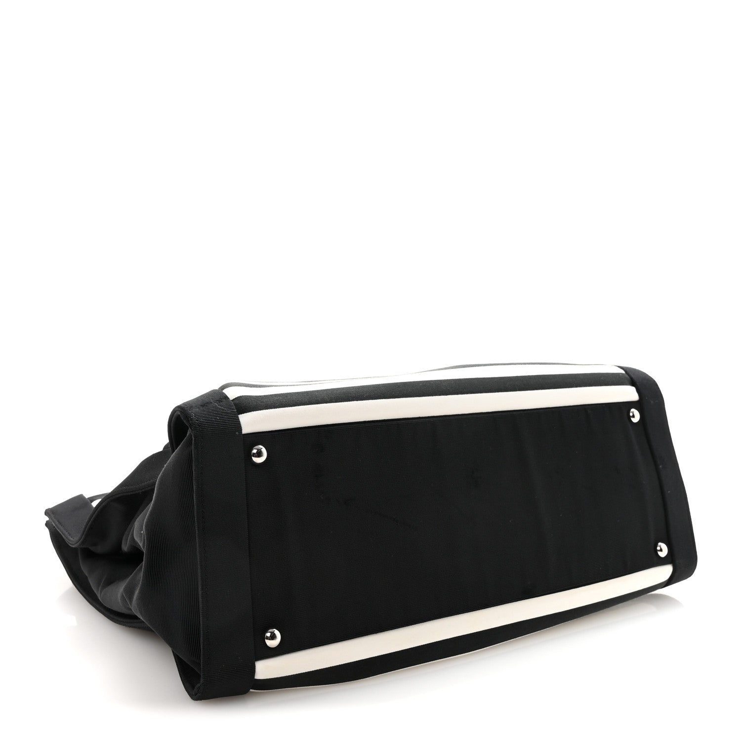 Chanel Canvas Grosgrain Striped CC Shopping Tote Black White 4 of 10