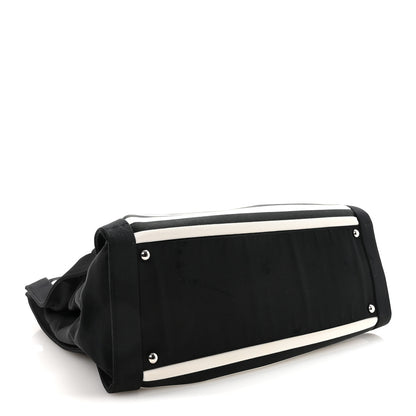 Chanel Canvas Grosgrain Striped CC Shopping Tote Black White 4 of 10
