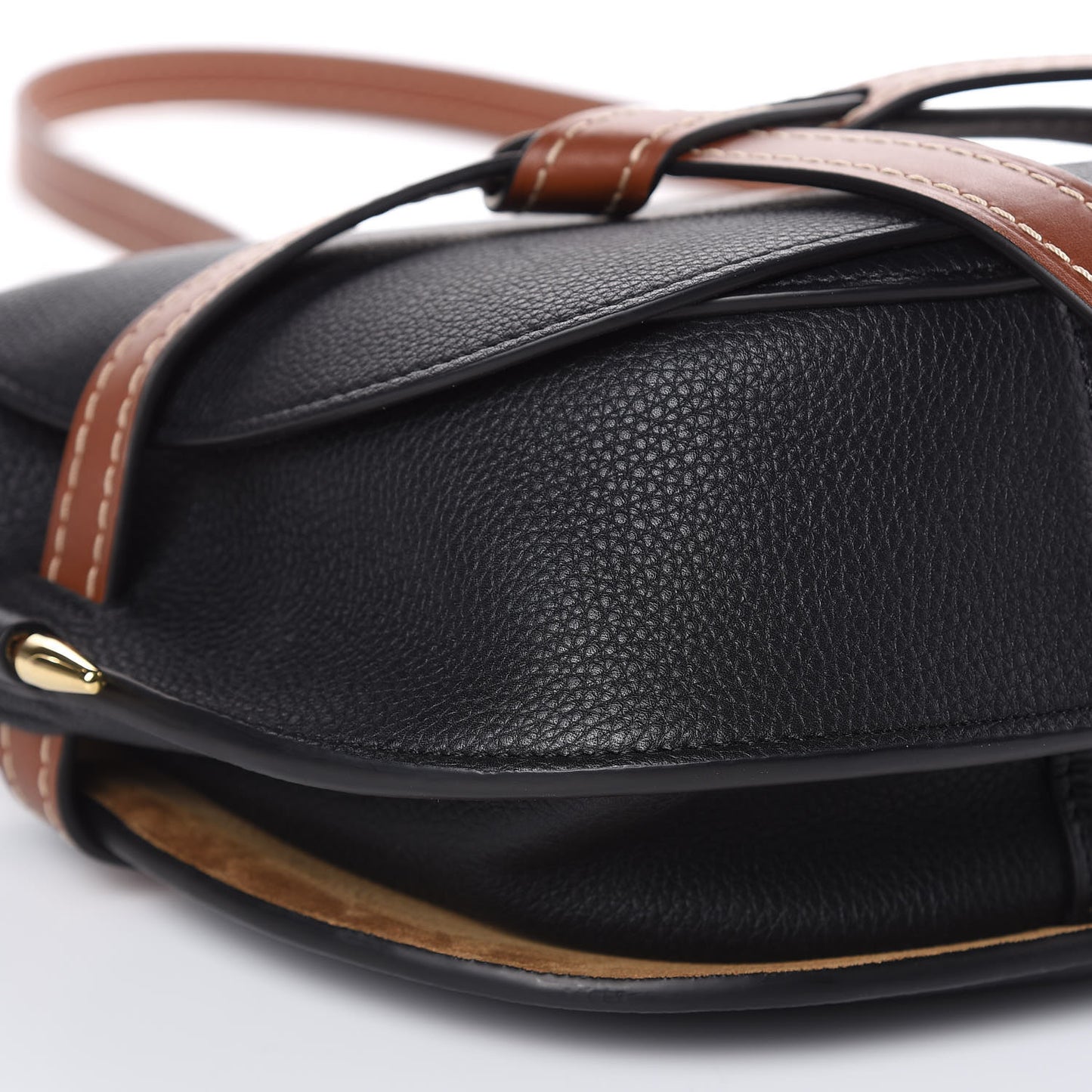 Grained Calfskin Small Gate Crossbody Bag Pecan Black