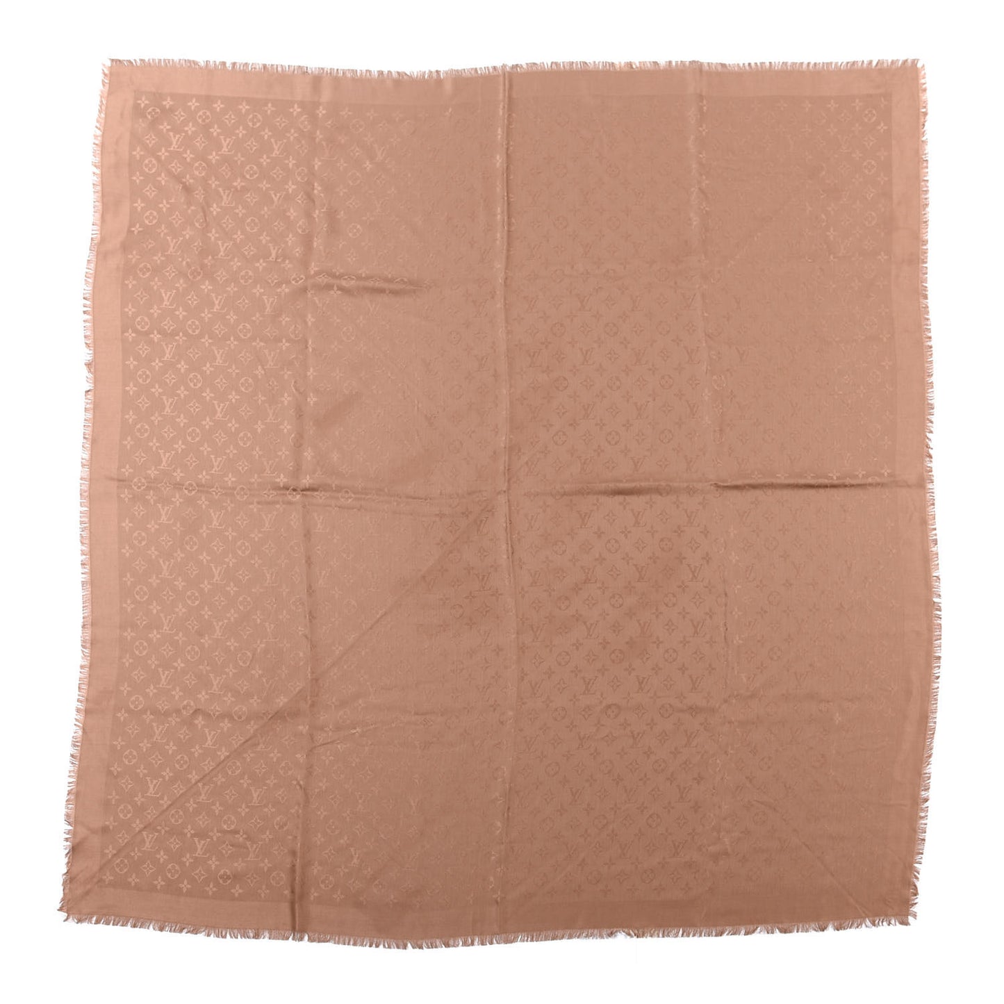 Silk Wool Monogram Shawl Cappuccino
