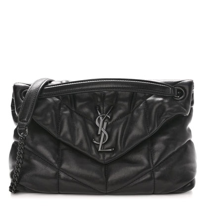 Saint Laurent Lambskin Quilted Monogram Monochrome Small Loulou Puffer Chain Satchel Black 1 of 9