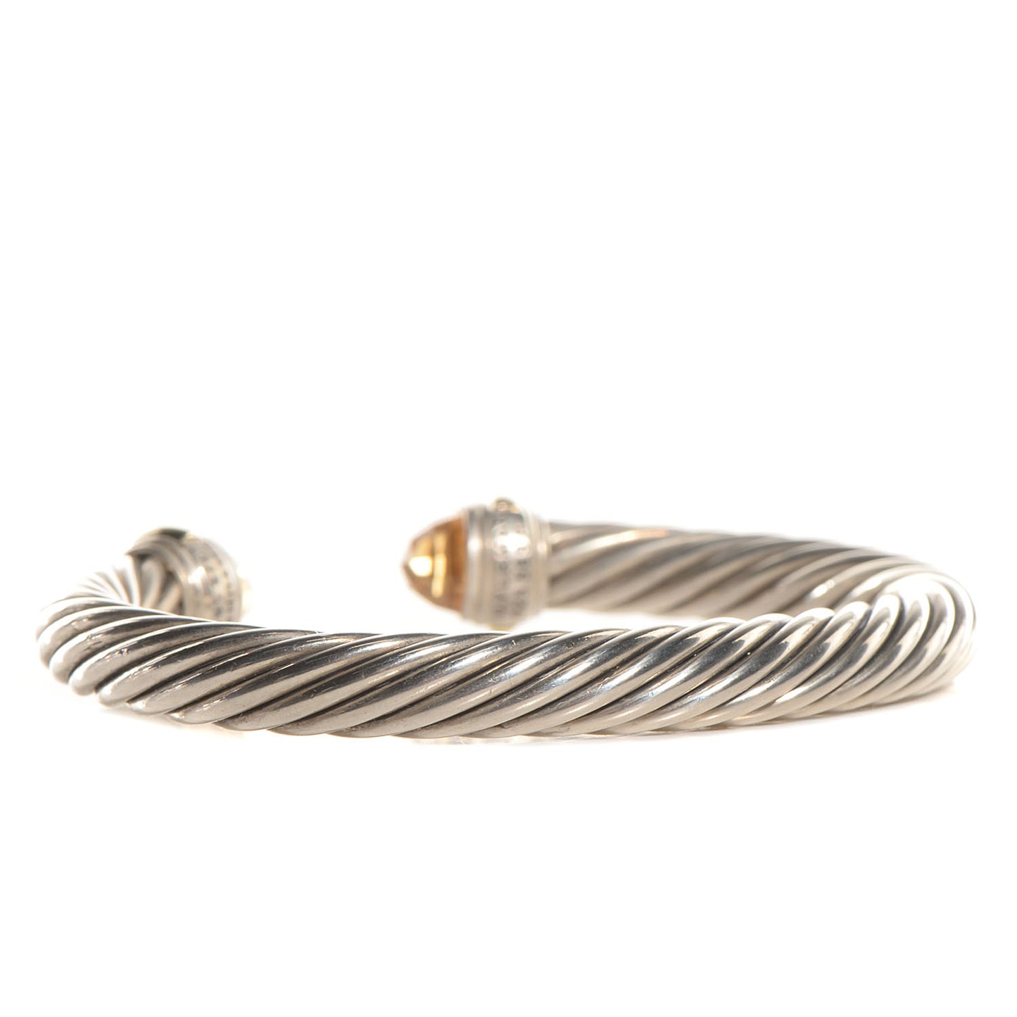 Sterling Silver 14K Yellow Gold Citrine 7mm Cable Classics Bracelet