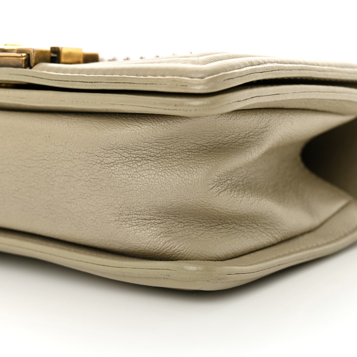Metallic Lambskin Small Scaled Boy Flap Gold