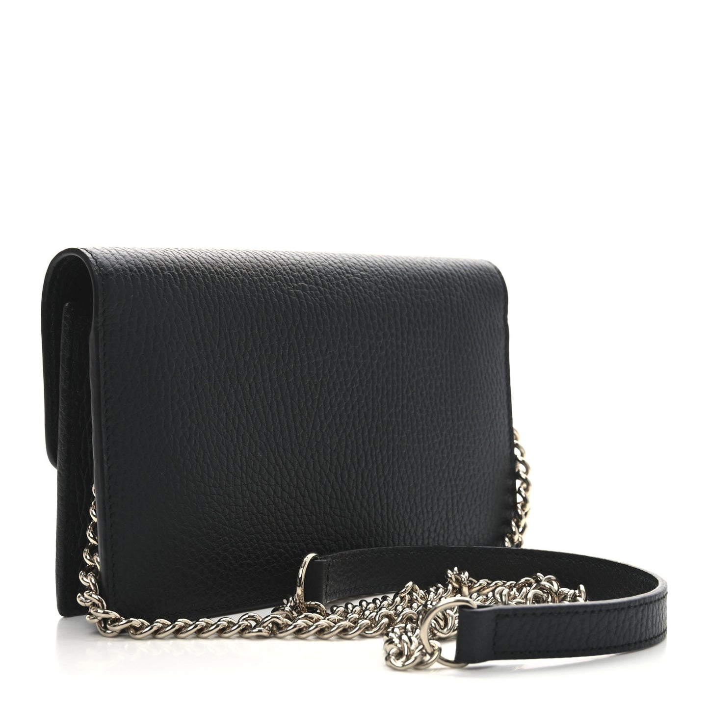 Dollar Calfskin Interlocking G Chain Wallet Black
