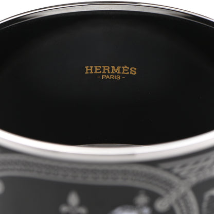 Hermes Enamel Printed Grand Apparat Extra Wide Bracelet 62 Black 4 of 5