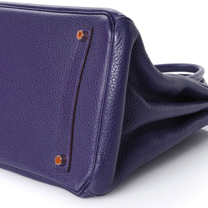 Hermes Taurillon Clemence Birkin 35 Iris 10 of 10