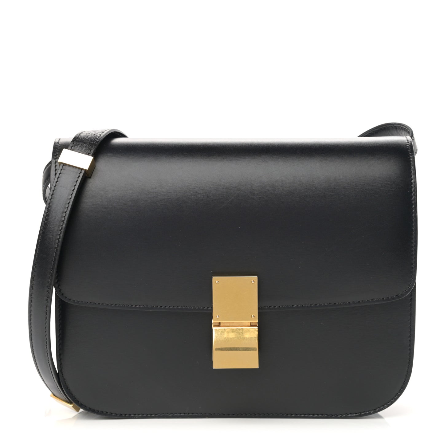 Box Calfskin Medium Classic Box Flap Bag Black