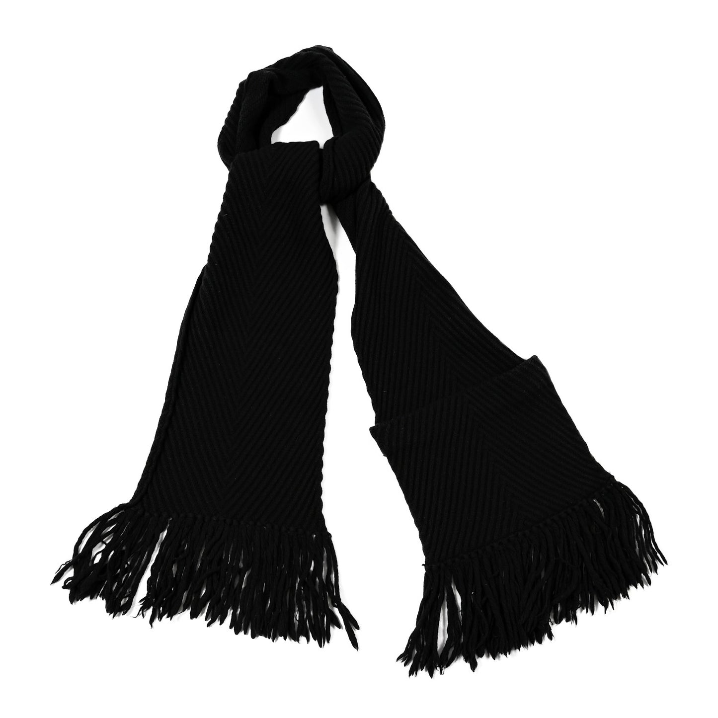 Wool Silk Logomania Scarf Charcoal Grey