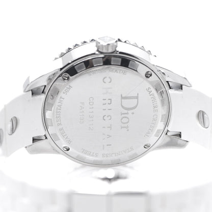 Christian Dior Stainless Steel Rubber Diamond Sapphire 33mm Christal Quartz Watch White 4 of 5